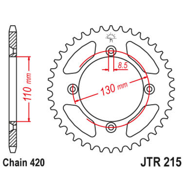 Звезда задняя (ведомая),(сталь) JT 215.50