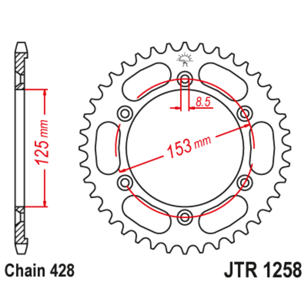 Звезда задняя (ведомая),(сталь) JT 1258.54