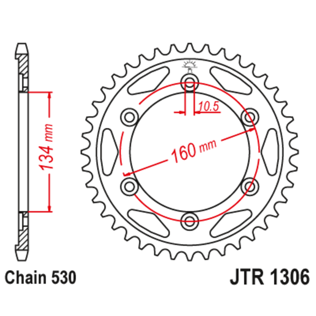 Звезда задняя (ведомая),(сталь) JT 1306.43