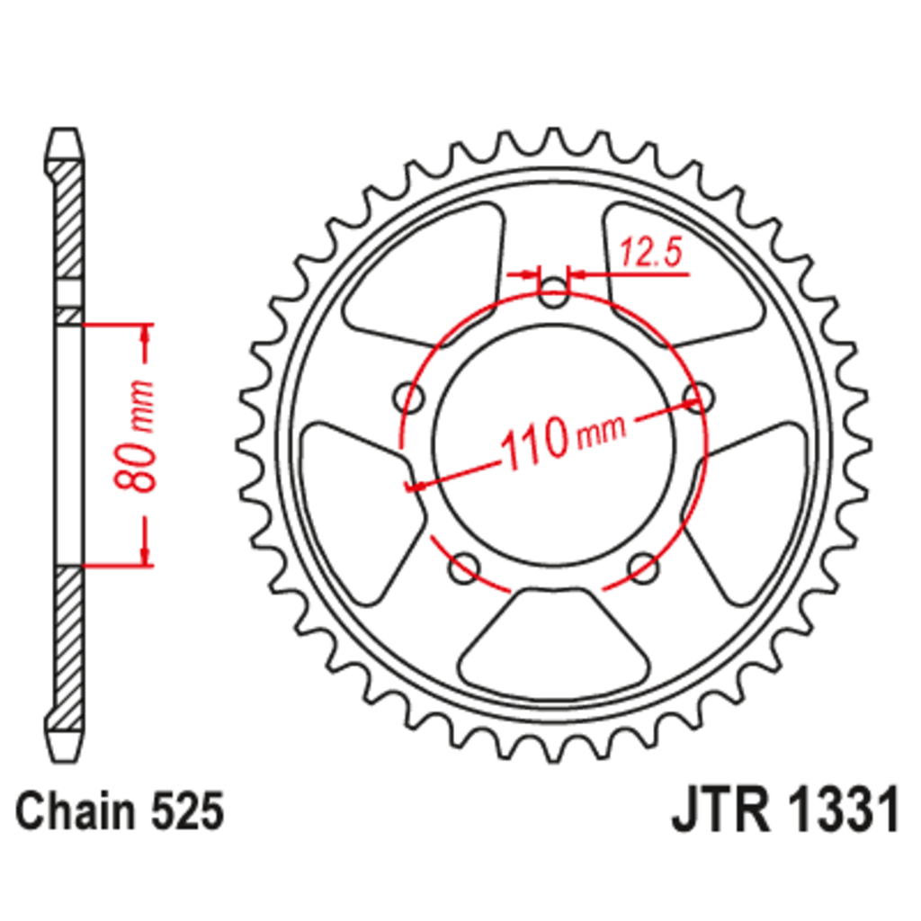 Звезда задняя (ведомая),(сталь) JT 1331.42ZBK