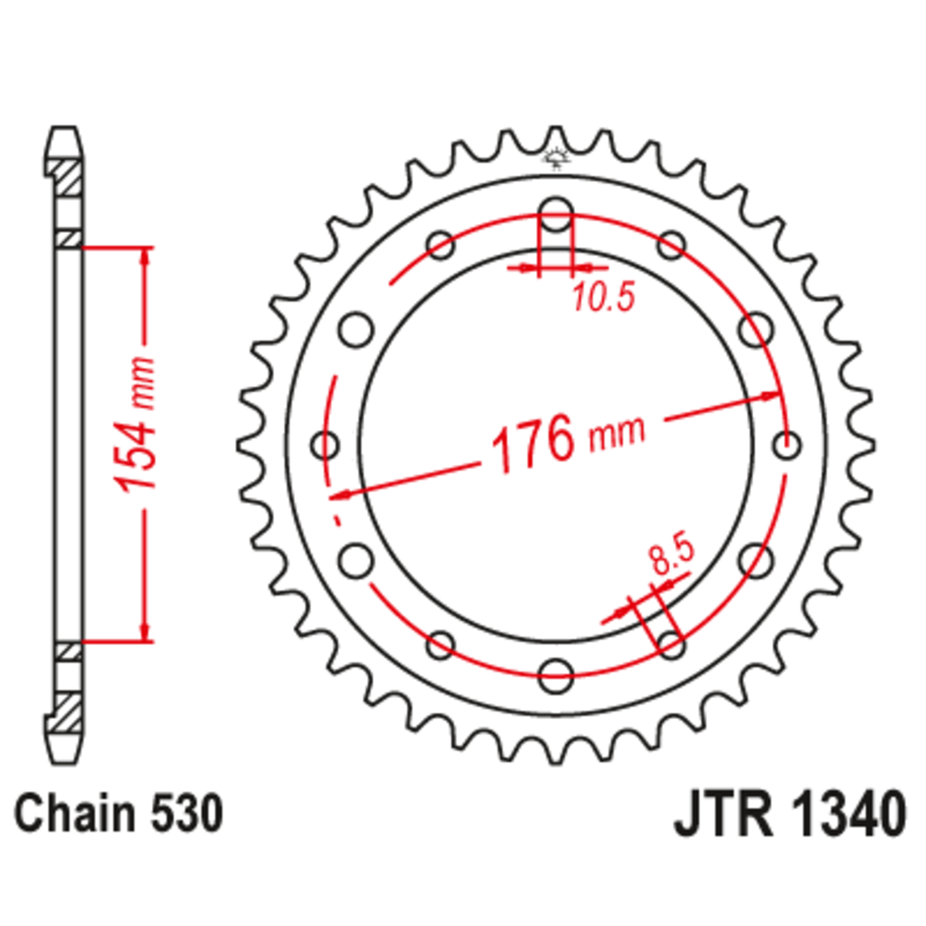 JT Звезда задняя (ведомая),(сталь) JT 1340.44ZBK JT Звезда задняя (ведомая),(сталь) JT 1340.44ZBK