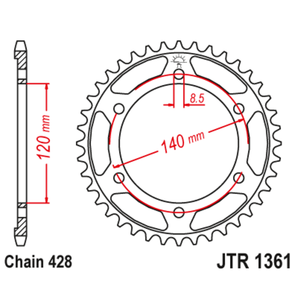 Звезда задняя (ведомая),(сталь) JT 1361.50