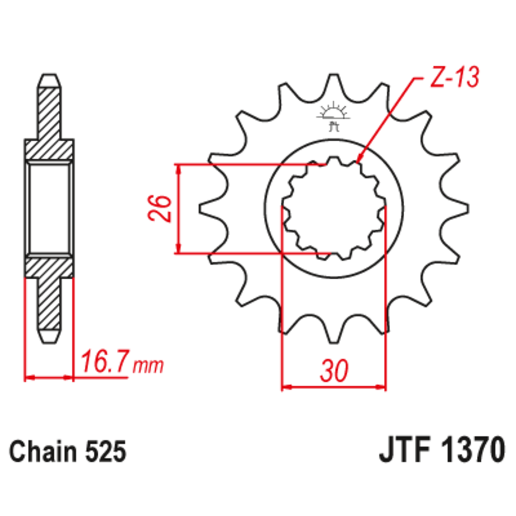 JT Звезда ведущая , с демпфером, JT 1370.16RB JT Звезда ведущая , с демпфером, JT 1370.16RB