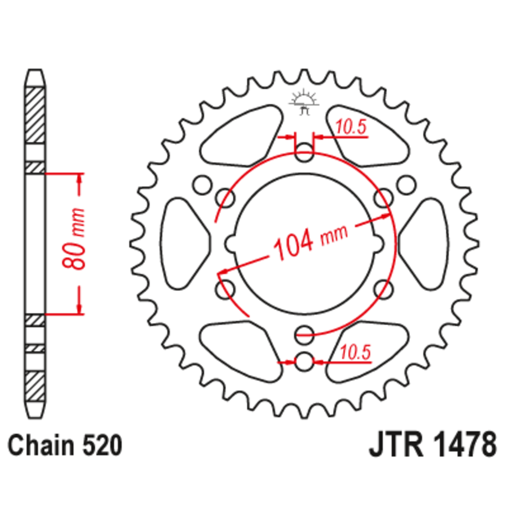 Звезда задняя (ведомая),(сталь) JT 1478.40