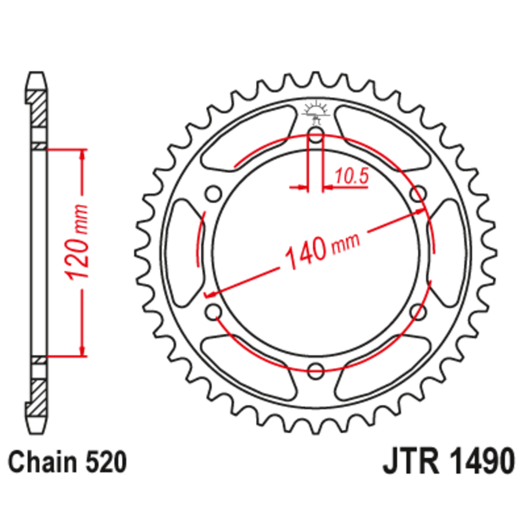 Звезда задняя (ведомая),(сталь) JT 1490.37