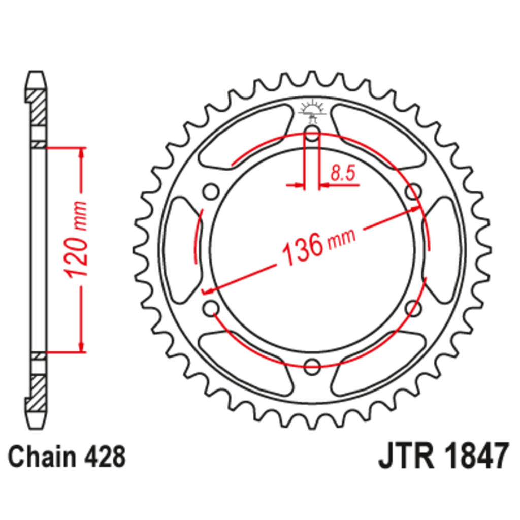 Звезда задняя (ведомая),(сталь) JT 1847.47