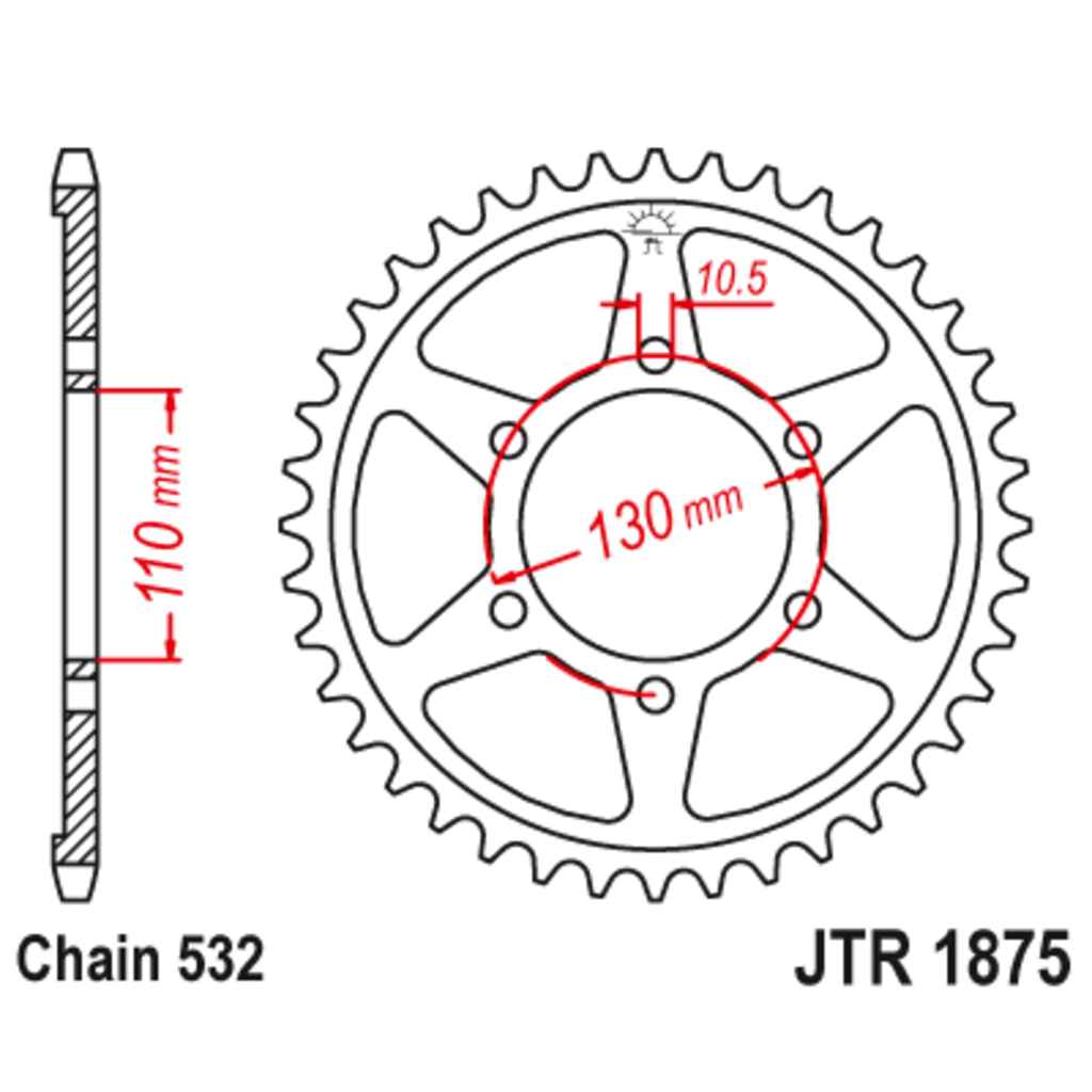 JT Звезда задняя (ведомая),(сталь) JT 1875.48 JT Звезда задняя (ведомая),(сталь) JT 1875.48