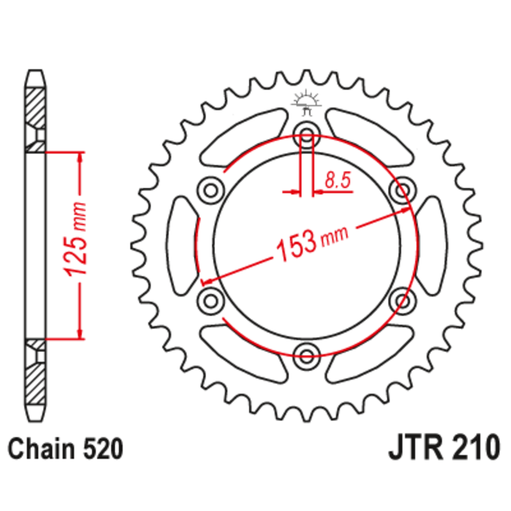 JT Звезда задняя (ведомая),(сталь) JT 210.46 JT Звезда задняя (ведомая),(сталь) JT 210.46