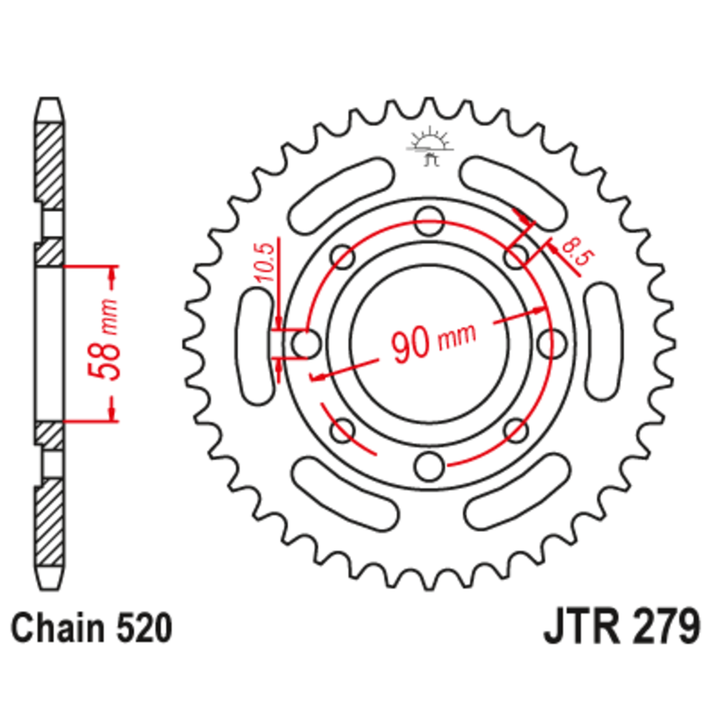 Звезда задняя (ведомая),(сталь) JT 279.31