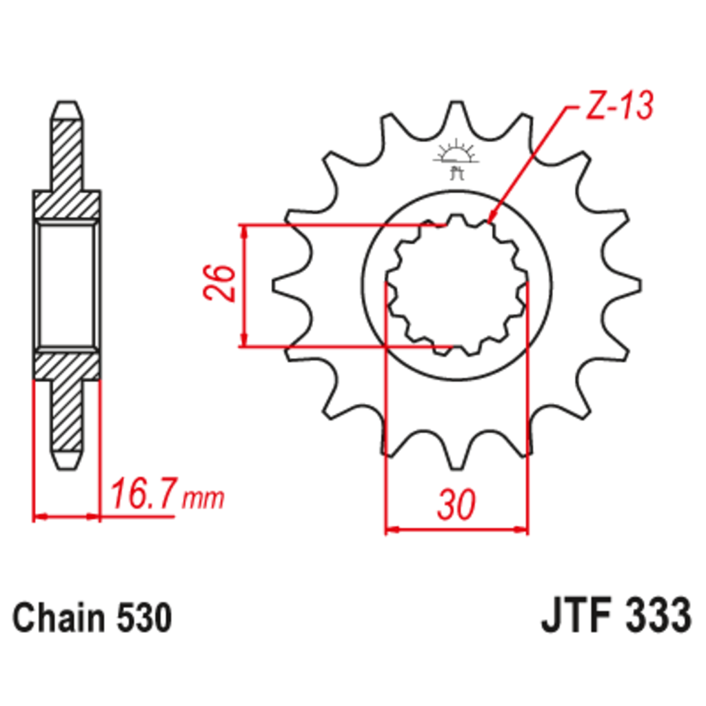 Звезда ведущая , с демпфером, JT 333.16RB
