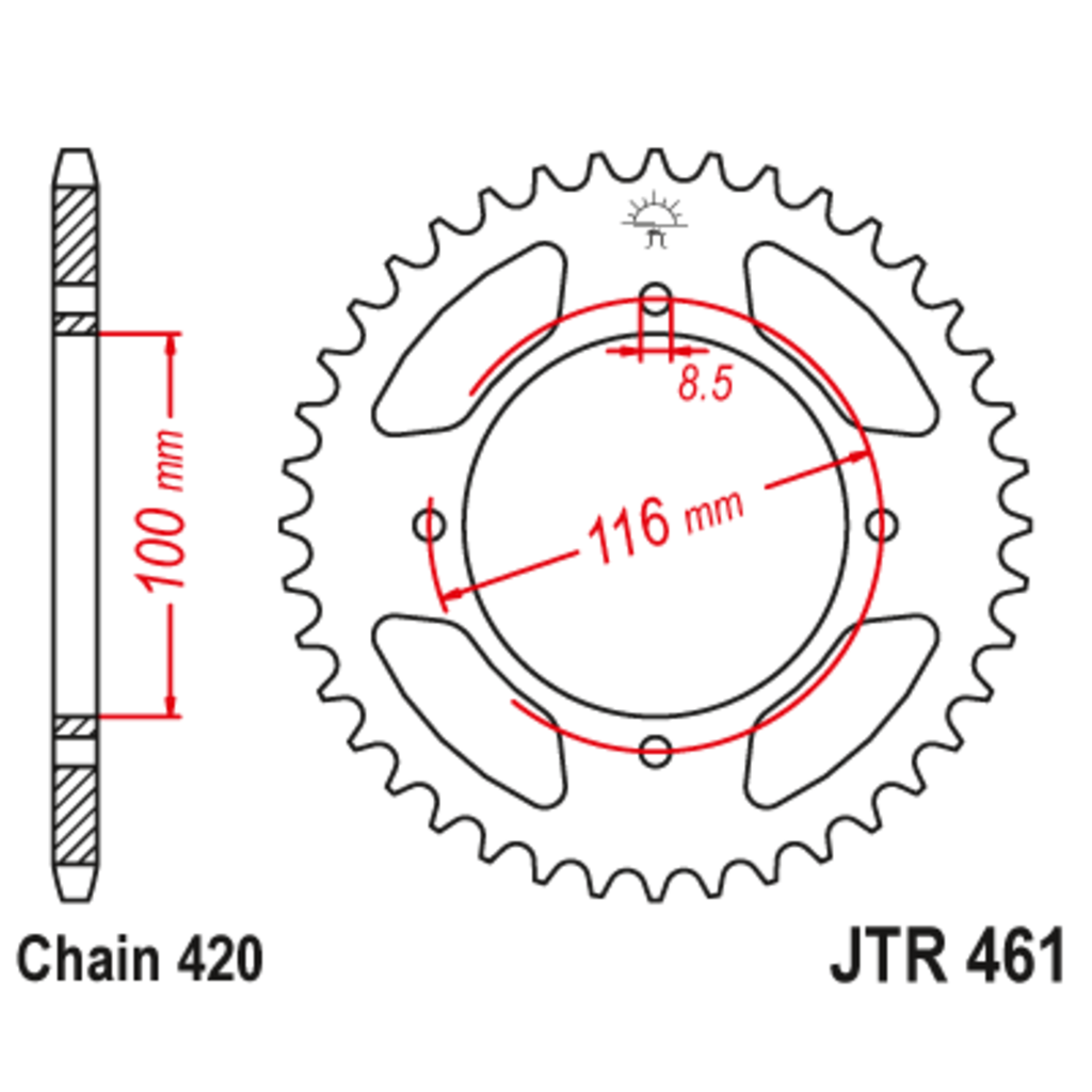 Звезда задняя (ведомая),(сталь) JT 461.49