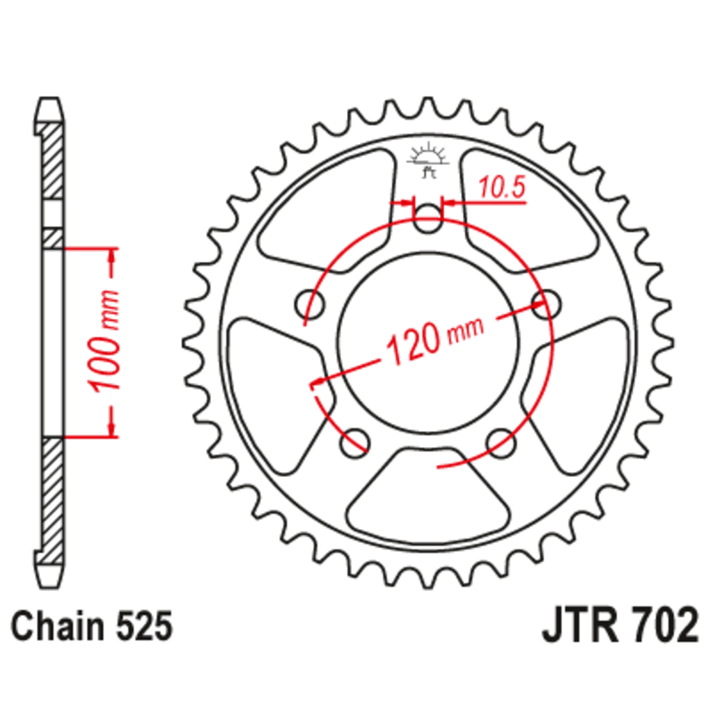 Звезда задняя (ведомая),(сталь) JT 702.46