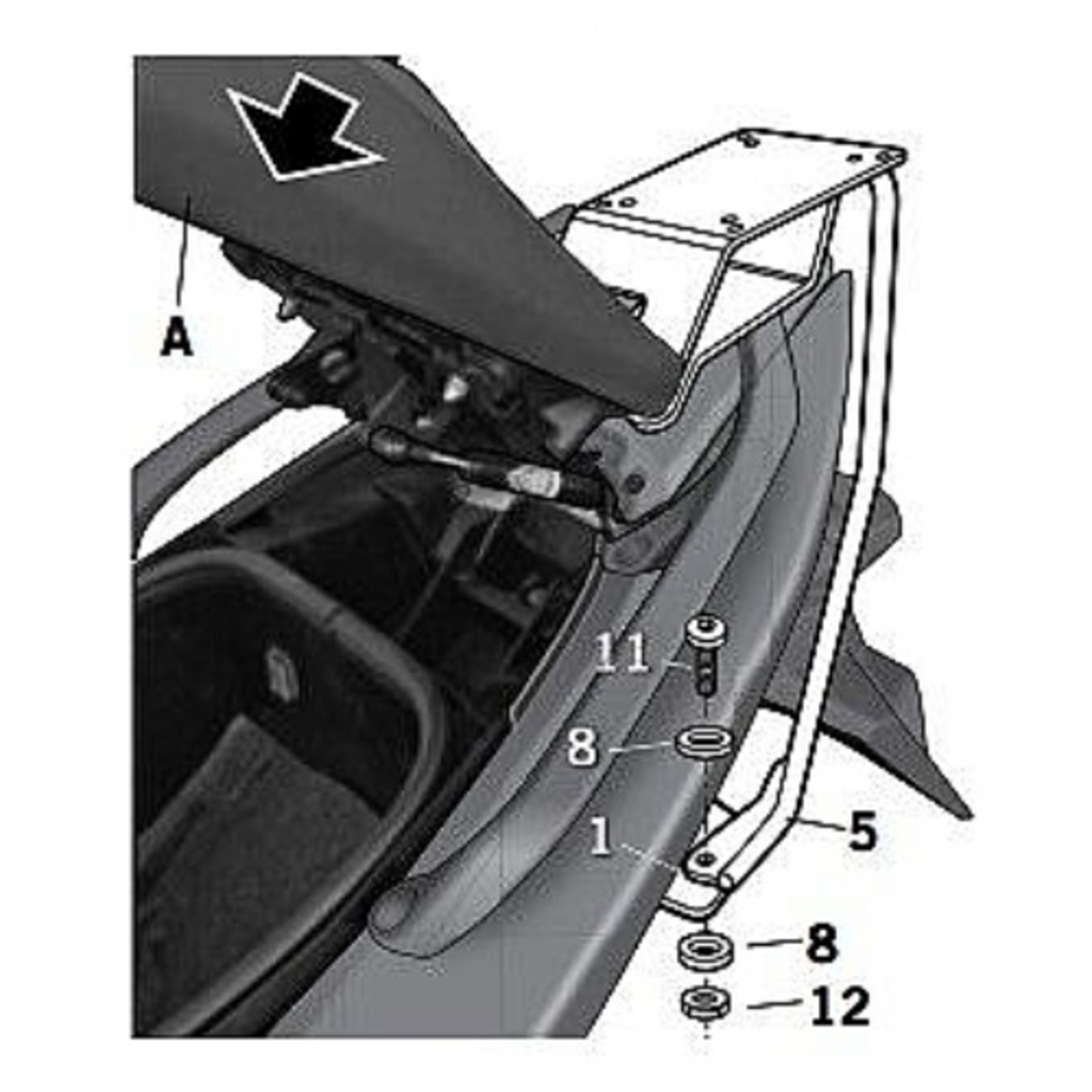 SHAD Крепление кофра SHAD Yamaha Tmax (08-11), задний SHAD Крепление кофра SHAD Yamaha Tmax (08-11), задний